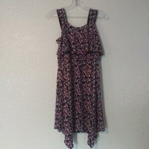Three Pink Hearts girls size 14 navy blue multicolored floral dress